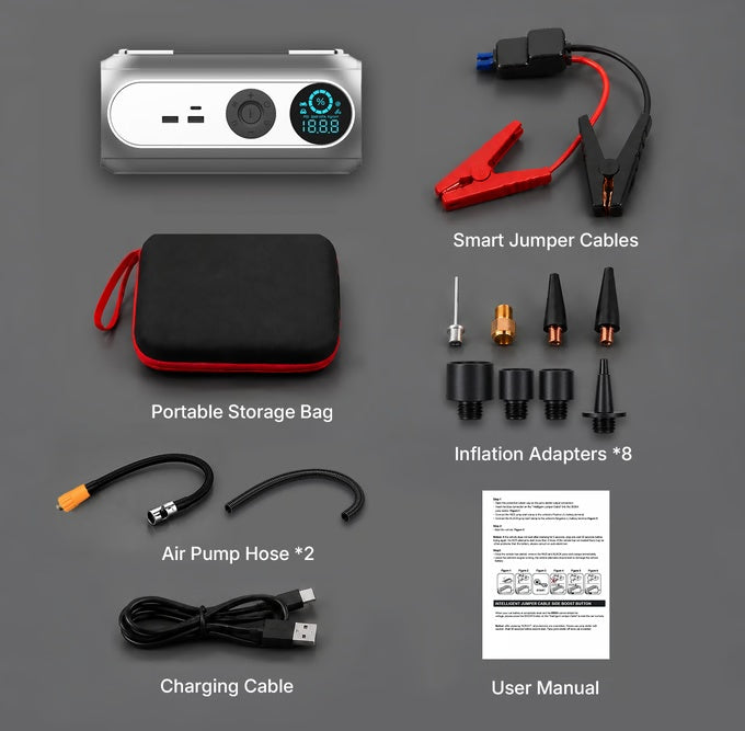 🛒Portable Power Station for Your Car — Don't Miss Out! 🔥 5-in-1 Car & Camping Air Compressor 🔋