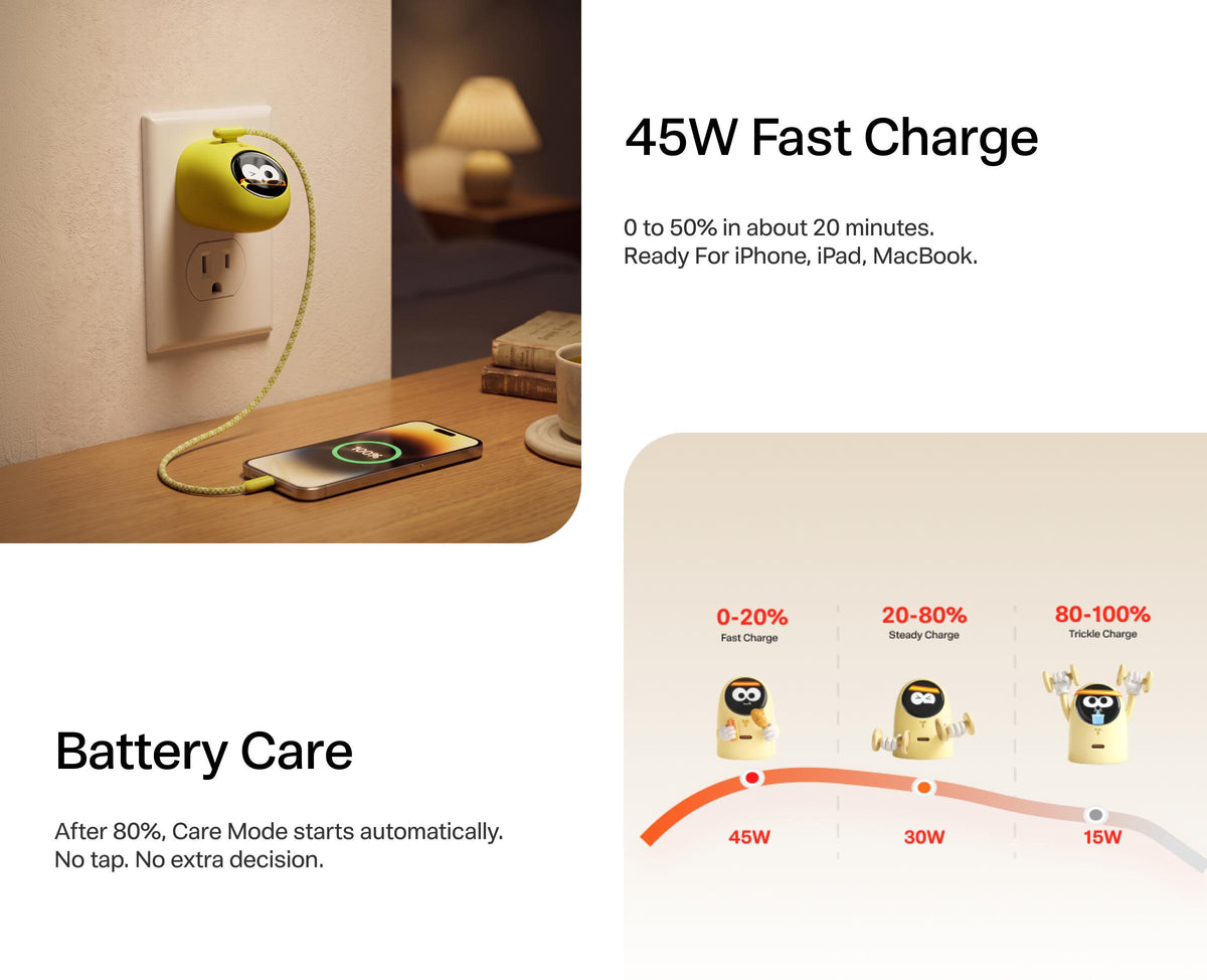 🔥Order Now & Get a FREE Charging Cable 🎁 45W Smart Display USB-C PD Fast Charger