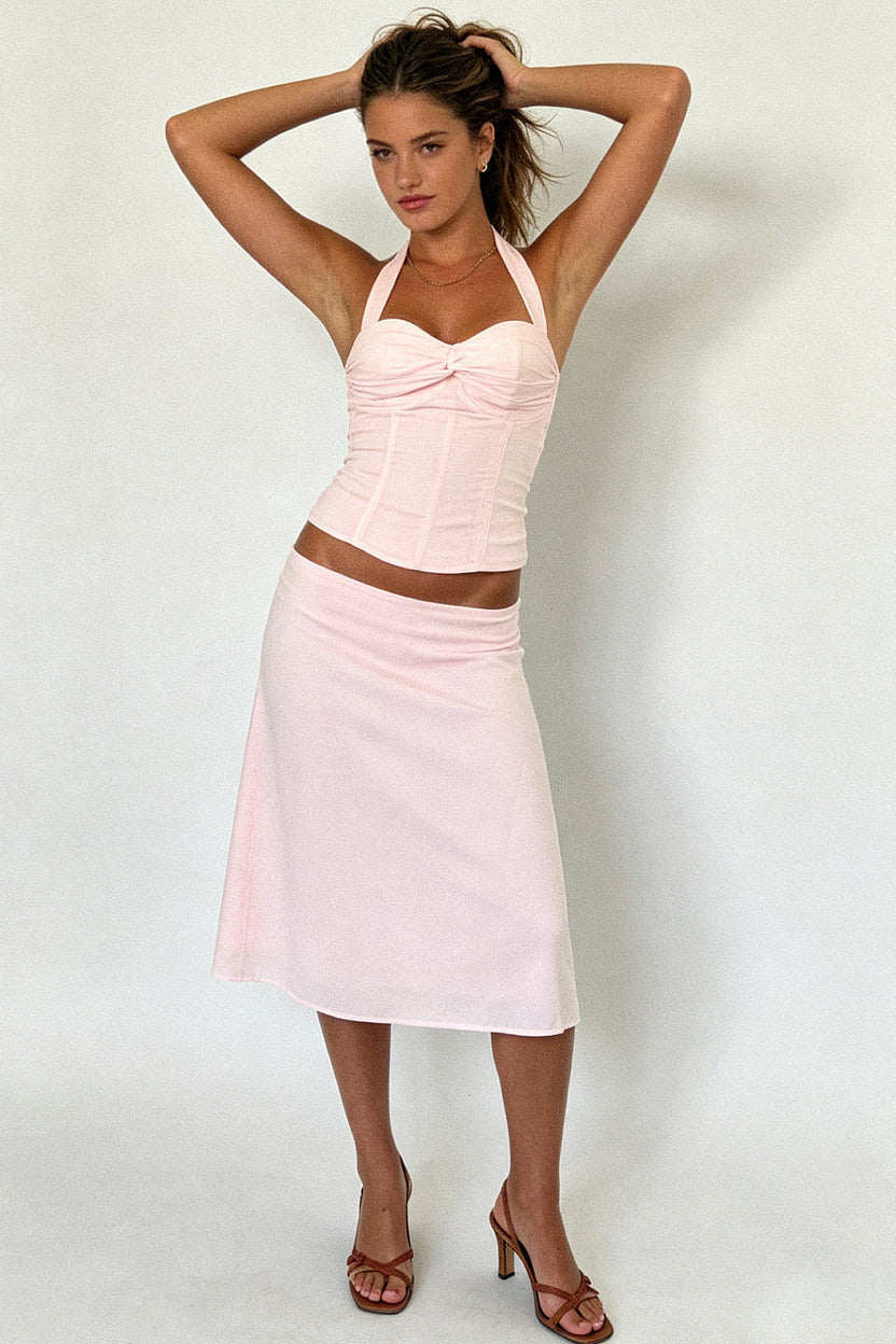 Blush Chiffon Midi Skirt