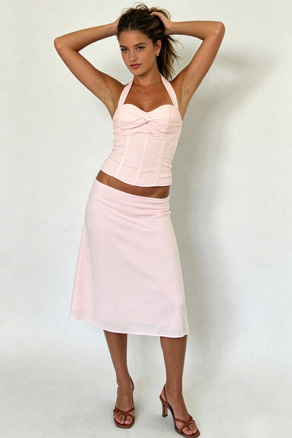 Blush Chiffon Midi Skirt